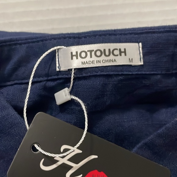 🆕 Women's Cuffed Sleeve Collared Button Down Shirt Dress Cover-Up Blue Medium - Picture 7 of 11